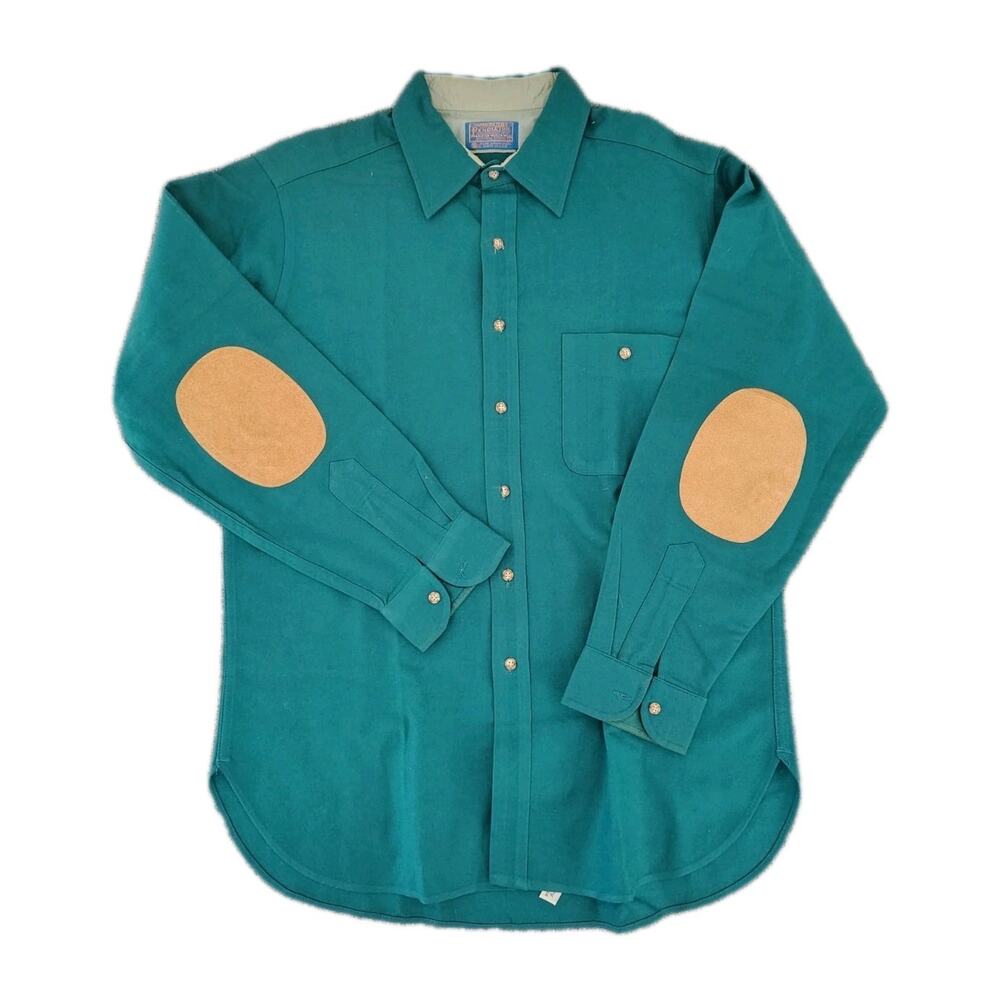 VTG Pendleton Trail Shirt Men's L Green Button Down Long Sleeve Wool USA 70's
